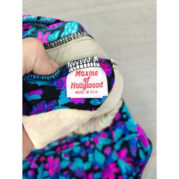 Vintage 80s Maxine Of Hollywood Womens Neon Floral One-Piece Swimsuit Size 12 - Picture 2 of 9